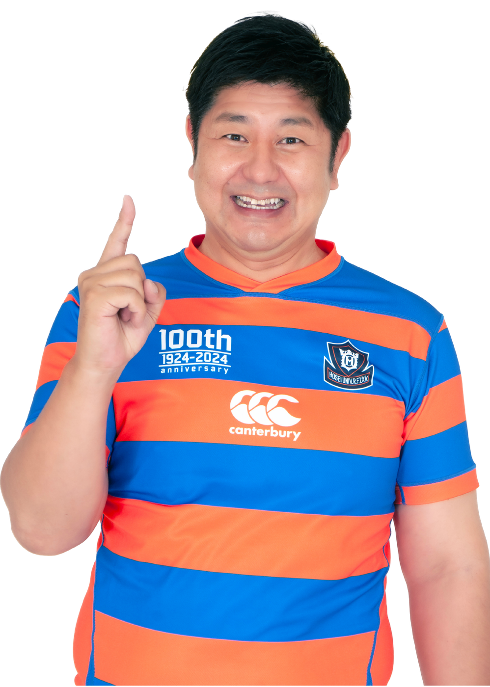 ラグビージャージ姿の内藤きみひろ